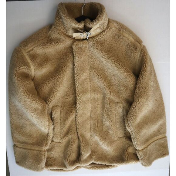 ASOS Design 119177141 Men's Sz M Beige Oversized Borg Aviator Fleece Jacket - Picture 7 of 8